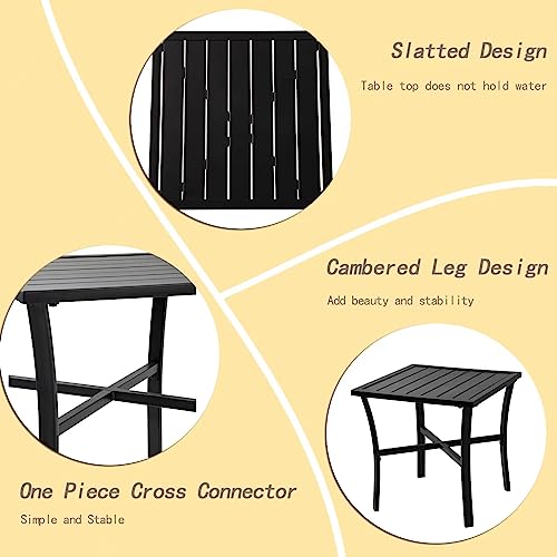 ZOTORUN Outdoor Steel Side Table End Table for Patio, Backyard, Pool, Indoor Companion, Easy Maintenance and Weather Resistant, Black