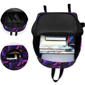 MNSRUU Student Backpack for School Purple Bat Gothic Laptop Backpack Aesthetic Girls Boys School Bookbags Casual Daypack Backpack Fits 15.6 Inch Laptop