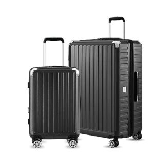 luggex pc carry on luggage sets 2 piece - hard shell expandable suitcase sets - 4 metal corner hassle-free travel (black suitcase)