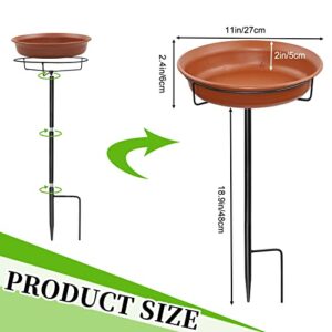 AUHOKY Freestanding Birdbaths Bowl for Outdoor, Lightweight Detachable Outdoor Bird Bath with Sturdy Metal Stake, Adjustable Birdfeeder for Garden Patio Yard Lawn Decoration (Brown)