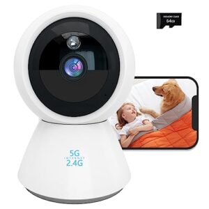 4mp indoor security camera pet with phone app 2k 5ghz & 2.4ghz 360°wireless wifi cameras for baby/elder/dog/pet motion detection audible alarm easy installation compatible alexa 1pcs 64gb sd