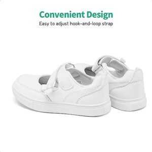 DREAM PAIRS Kids Girls Mary Jane Sneakers Strap Toddler Little Girls School Shoes Soft Walking Party Flat Shoes White Size 10 Toddler SDFS2323K