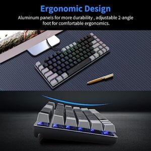 HUO JI E-Yooso Z-88 RGB Mechanical Gaming Keyboard, Metal Panel, Red Switch, 75% Compact 81 Keys for Mac, PC, Black and Grey