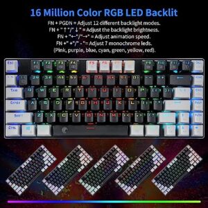 HUO JI E-Yooso Z-88 RGB Mechanical Gaming Keyboard, Metal Panel, Red Switch, 75% Compact 81 Keys for Mac, PC, Black and Grey