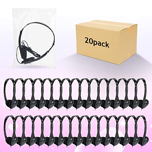 ZXQZYM Kids Headphones Bulk 20 Pack for School Students Children Teen Boys Girls, Wholesale Bulk Headphones for Classroom Earphones (Black)