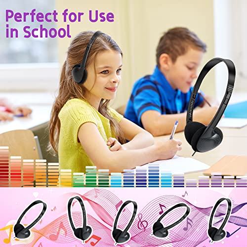 ZXQZYM Kids Headphones Bulk 20 Pack for School Students Children Teen Boys Girls, Wholesale Bulk Headphones for Classroom Earphones (Black)