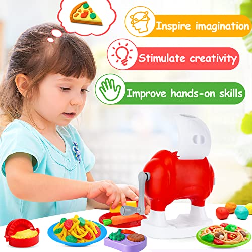 Play Dough Toys for Kids,Noetoy 29 PCS Kitchen Creations Noodle Machine Color Dough Set, Dough Accessories Play Food Toy Birthday for Toddlers Kids Ages 2-8 Girls Boys