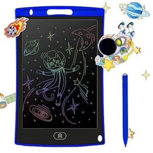 gyteck lcd writing tablet for kids toddler colorful drawing board electronic erasable doodle pad adults learning & education preschool toys for baby girl boy gifts travel games activity 8.5 inch blue