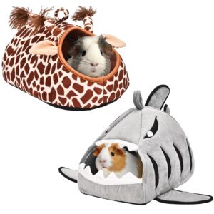 avont 2 pack guinea pig bed house hideout, small animal hideaway cage accessories, washable warm sleeping bed for dwarf rabbits chinchillas hamsters hedgehogs ferrets bearded dragons and rats