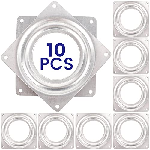 10Pcs 4-Inch Susan Turntable Bearings for Lazy Susans, Square Rotating Bearing Plates, Heavy-Duty Lazy Susan Hardware Swivel Plates, Perfect for Swivel Plates, Corner Cabinets, and Revolving Shelves