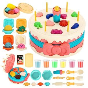 color dough toys,dough accessories set kitchen creations kit birthday cake playset dough tools with molds,plates,steamer,pretend birthday party for boys girls kids ages 2-8 holiday gift,23 pieces