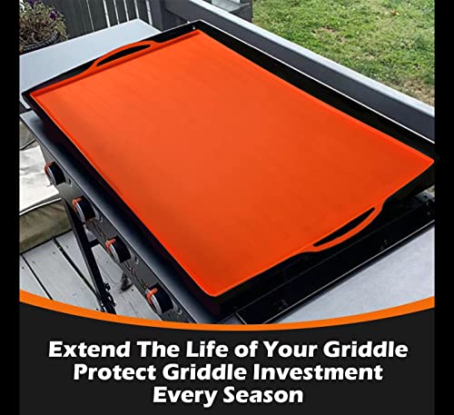 36" Griddle Silicone Protective Mat for Blackstone, Protective Cover Mats with Tong for Blackstone 36in Griddle Top Covers for Blackstone Protector Indoor Outdoor-Orange(Not for 36'' Cabinet Griddle)