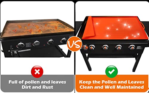 36" Griddle Silicone Protective Mat for Blackstone, Protective Cover Mats with Tong for Blackstone 36in Griddle Top Covers for Blackstone Protector Indoor Outdoor-Orange(Not for 36'' Cabinet Griddle)