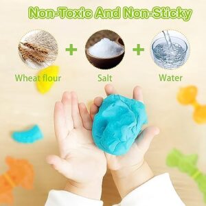 Noetoy PlayDough Toys Playdough Tools Accessories Dinosaur Toy with Dino Models Fine Motor Toys Play Dough Sets for Kids Toddlers Ages 2-4 4-8 Birthday (Yellow)