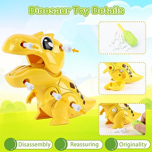 Noetoy PlayDough Toys Playdough Tools Accessories Dinosaur Toy with Dino Models Fine Motor Toys Play Dough Sets for Kids Toddlers Ages 2-4 4-8 Birthday (Yellow)