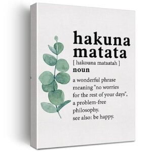 canvas wall art inspirational hakuna matata word definition canvas print painting home wall decor framed funny gift 12"x15" ready to hang