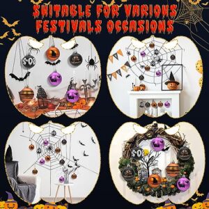 SHareconn 30ct 2.36 Inch Halloween Tree Ornaments, Colored Shatterproof Plastic Decorations Balls Baubles for Halloween Christmas Party Haunted House Decoration (Black & Orange Purple, 6cm)