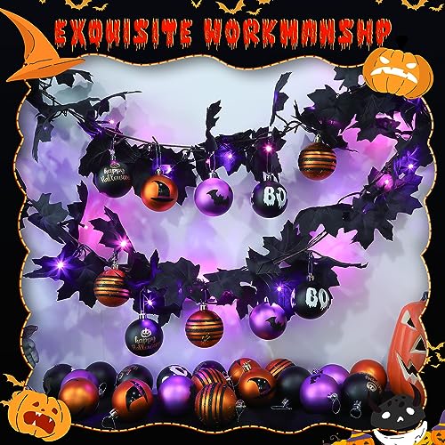 SHareconn 30ct 2.36 Inch Halloween Tree Ornaments, Colored Shatterproof Plastic Decorations Balls Baubles for Halloween Christmas Party Haunted House Decoration (Black & Orange Purple, 6cm)