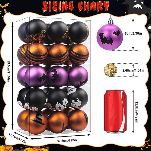 SHareconn 30ct 2.36 Inch Halloween Tree Ornaments, Colored Shatterproof Plastic Decorations Balls Baubles for Halloween Christmas Party Haunted House Decoration (Black & Orange Purple, 6cm)