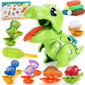 dinosaur playdough toys for kids play dough tools set accessories dinosaur world toys with dino models play dough sets for kids toddlers ages 4-8 birthday holiday gift (green)