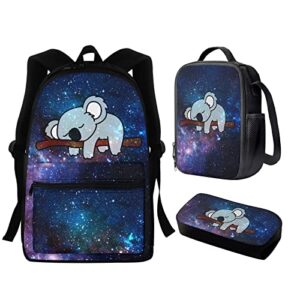 disnimo galaxy 3pcs toddler backpack for boys girls 4-6 year old, cute kids koala bookbag set, preschool kindergarten school bag with lunch box pencil case