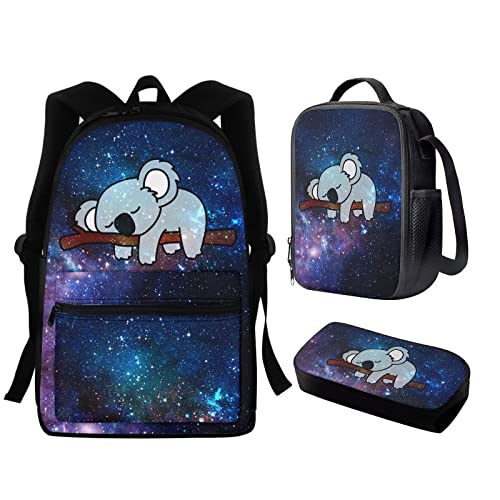 DISNIMO Galaxy 3PCS Toddler Backpack for Boys Girls 4-6 Year Old, Cute Kids Koala Bookbag Set, Preschool Kindergarten School Bag with Lunch Box Pencil Case