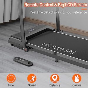 Walking Pad Treadmill, Under Desk Treadmill Foldable 2 in 1, 6.2 MPH Running Treadmill with Remote Control and LED Display, Running Machine for Home Office Use(Black/White)