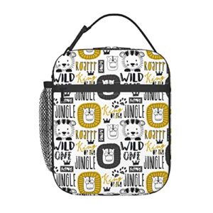 juoritu wild king lion insulated lunch bag, lunch box for women and men, meal tote bag for office travel