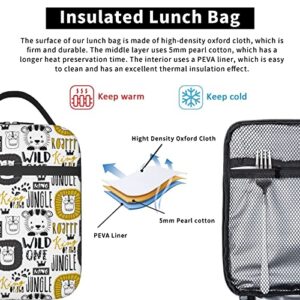 Juoritu Wild King Lion Insulated Lunch Bag, Lunch Box for Women and Men, Meal Tote Bag for Office Travel