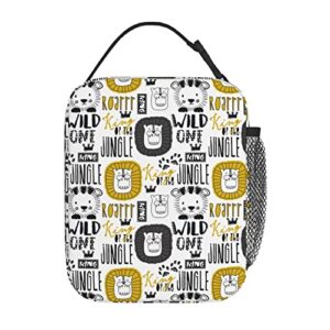 Juoritu Wild King Lion Insulated Lunch Bag, Lunch Box for Women and Men, Meal Tote Bag for Office Travel