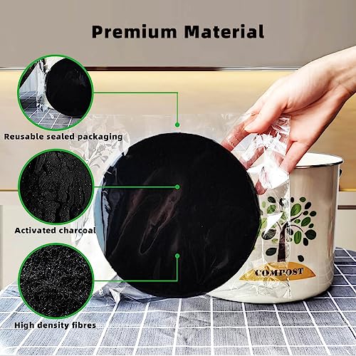 7.25inch Charcoal Filters for Compost Bucket, 12 Pack Compost Bin Filters Charcoal, Premium & Extra Thick Compost Filters for Countertop Bin, Activated Charcoal Filter, Carbon Filter Sheet