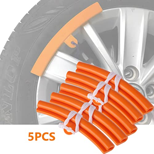 Car Tire Changing Rim Protector, 5 Pcs Wheel Changing Rim Savers, 15cm Auto Tire Changer Guard Edge Saver Tool, Fixing Tyre Rim Protective Cover for Motorcycle, SUV Orange