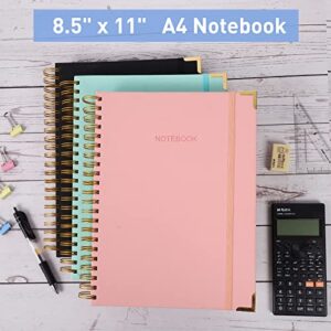 Spiral Notebook, College Ruled Notebook, 8.5" x 11", 300 Pages Hardcover Leather Notebook Journal for Women Men, A4 Large Lined Journal Notebooks for Work School, 24pcs Index Tabs, Green