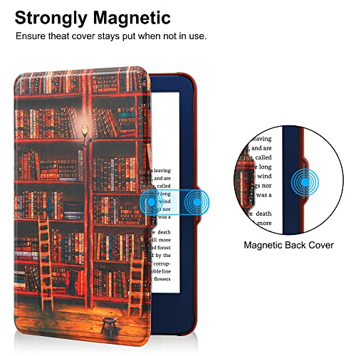 HGWALP Case for 6" All-New Kindle 11th Generation 2022 Release Only, Folio Ultra Slim PU Leather Cover with Auto Sleep and Wake, Protective Case for Kindle 2022-Library