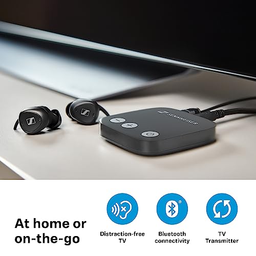 Sennheiser TV Clear Set 2 Earbuds - Wireless Television Earphones with Passive Noise Cancellation and Bluetooth - Hearing Device for Enhanced TV Listening - Black