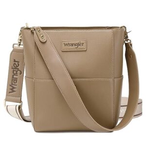 wrangler bucket handbags for women crossbody shoulder purse with guitar strap and hobo bag organizer insert tote oversized khaki wg67-918kh