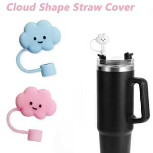 6PCS Straw Covers Cap for Stanley Tumblers Cup Silicone Soft Protector Cover Straw Tips Cover Reusable Drinking Straw Tips Lids Dust-proof Colorful Cloud Shape Straw Cover for Stanley Cup 40 oz