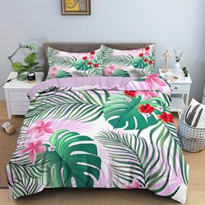 ALINZO Plant Bedding Sets Leaves Duvet Cover Set Bedclothes for Kids Beding Home Textile,02,Twin(68 * 90")