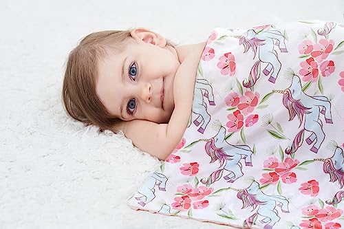 Soft Plush Minky Baby Blanket for Boys Girls Unisex with Print Animal Pattern Double Layer Dotted Backing Bed Throws for Baby Crib Receiving for Newborns (Unicorn)