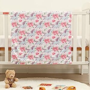 Soft Plush Minky Baby Blanket for Boys Girls Unisex with Print Animal Pattern Double Layer Dotted Backing Bed Throws for Baby Crib Receiving for Newborns (Unicorn)