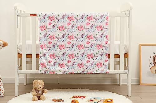 Soft Plush Minky Baby Blanket for Boys Girls Unisex with Print Animal Pattern Double Layer Dotted Backing Bed Throws for Baby Crib Receiving for Newborns (Unicorn)