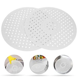 UPKOCH Round Sink Mat 2pcs Rubber Sink Protectors Kitchen Sink Mat Sink Dish Rack Dish Drying Mats Protect Sink from Stains Damage Scratches White Center Drain Sink Mat