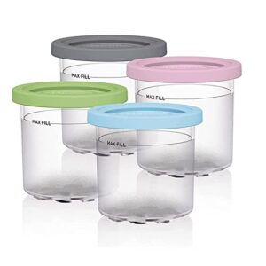 ice cream pints cup, ice cream storage containers with lids for ninja cream pints, safe & leak proof ice cream pints kitchen accessories for nc301 nc300 nc299amz series ice cream maker (4pcs)