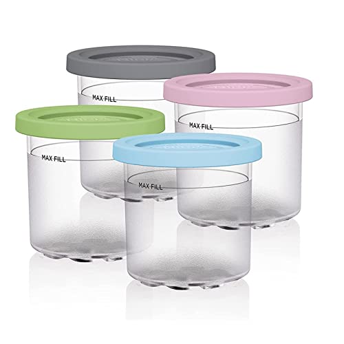 Ice Cream Pints Cup, Ice Cream Storage Containers with Lids for Ninja Cream Pints, Safe & Leak Proof Ice Cream Pints Kitchen Accessories for NC301 NC300 NC299AMZ Series Ice Cream Maker (4Pcs)