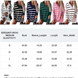 Sidefeel Women's Casual Striped Sweater Dress Fall Winter 2023 Half Zip V Neck Knitted Loose Mini Dress Long Sleeve Pullover Jumper Sweaters Black Large