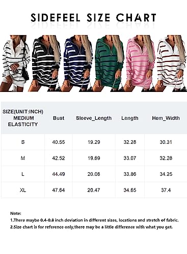 Sidefeel Women's Casual Striped Sweater Dress Fall Winter 2023 Half Zip V Neck Knitted Loose Mini Dress Long Sleeve Pullover Jumper Sweaters Black Large