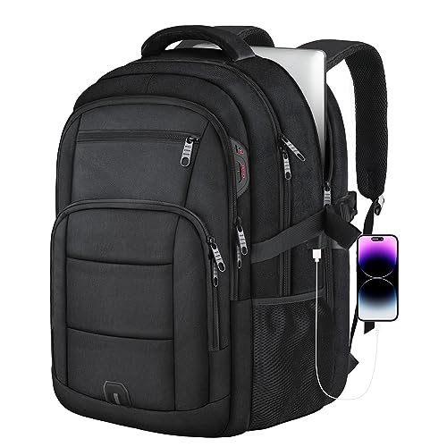 Extra Large Laptop Backpack, 17 Inch Large Travel Backpack for Men Women with USB Charging Port, Water Resistant College Backpack TSA Airline Approved Big Business Work Backpack Computer Bag, Black