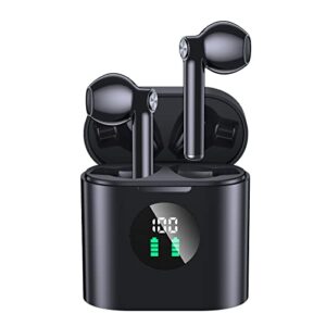 gnmn true wireless earbuds bluetooth headphones 35h playtime stereo sound earphones sweat-proof bluetooth 5.0 button headset wireless charging case & power display with built-in mic for sports
