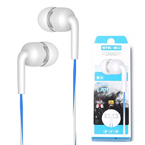 FUELEGO Fashion Noise Canceling Wired Headphones with Mic 3.5mm Portable Wired Headphones for iOS Android Smartphone Laptop MP3 Gaming Walkman (White)