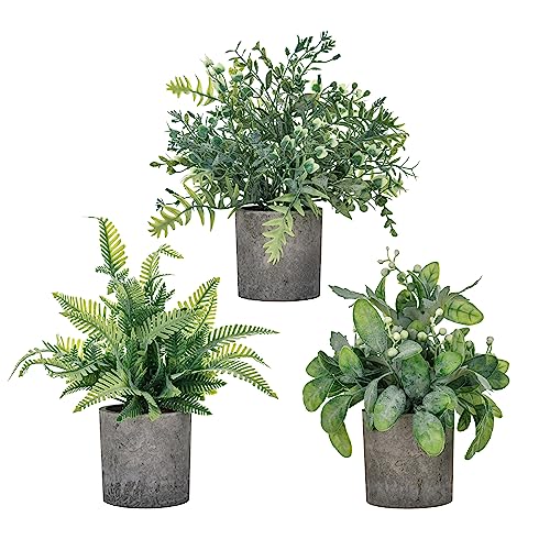 Daxi Events 3 Pack Mini Potted Artificial Plants,Fake Greenery Plants, Faux Plastic Plants Topiaries Indoor,Small Decor for Home Bathroom Farmhouse Office Room Desk Shelf Table Centerpieces